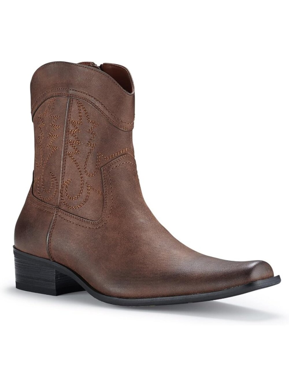 Men's Maple Brown Chelsea Embroidery Dress Ankle Cowboy Casual Western BootE